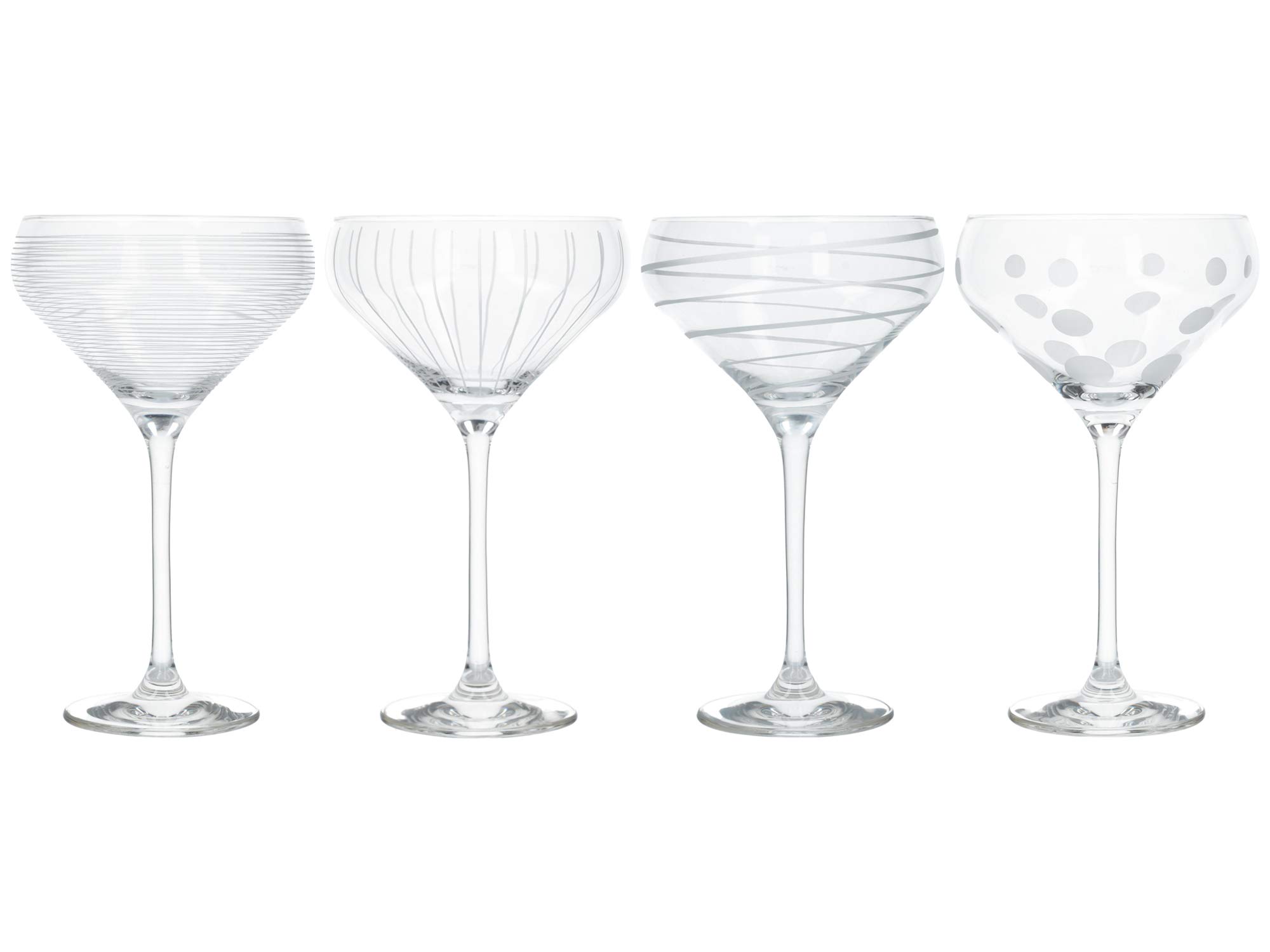 MIKASA Cheers Champagne Saucers, Crystal Retro Champagne Glasses, Silver Design, 400ml, Set of 4 โ image 1
