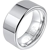 PAMTIER Men's Tungsten Carbide Flat Pipe Cut Ring High Polished 8mm Wedding Band Engagement Promise Jewelry Comfort Fit