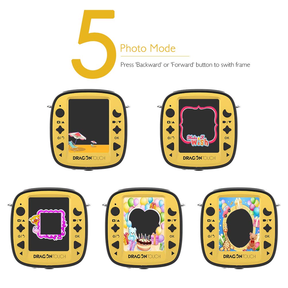 Dragon Touch Kidicam 1080P Kids Action Camera 30m Waterproof Camera (Yellow)