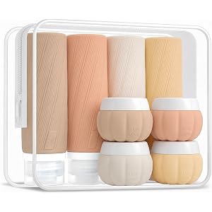 Redfly 13-Piece TSA-Approved Travel Size Bottles for Toiletries, Leak proof | Travel Size Containers, BPA-free silicone, clea