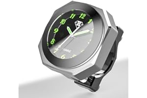 PerfecTech Waterproof 7/8"- 1 1/8" Handlebar Luminous Dial Motorcycle Clock for Dirt Bike Motocross Yamaha Kawasaki Honda Suzuki Harley Davidson (Silver)