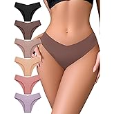 Derisaly Seamless Bikini Underwear for Women Low-Rise Briefs V-Waist Hipster Invisible Ladies Panties Stretch Everyday Wear