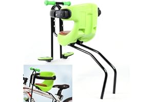MONIPA Portable Child Bicycle Seat, Soft Saddle Chair w/Foot Pedal, Front Mounted Baby Kids Safety Seat Carrier Adjusting Belt Buckle Easy Installation (Green)