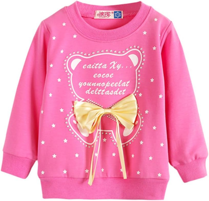 Zend Girl's Cotton Cartoon Solid Color Crewneck Hoodie Undershirt