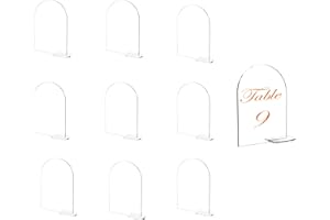 YEEKEA 10 Sets Clear Arch Acrylic Sign with Stand Blank DIY Acrylic Arch Table Numbers for Wedding Reception Event Party Restaurant(4 x 6 Inch)