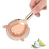 Hawthorne Strainer, Stainless Steel Cocktail Strainer with High-Density Spring Filtering Martinis Cocktails Drink Professional Boston Shakers, Bartending and Mixing Glasses, Bar Accessories(Rose Gold)