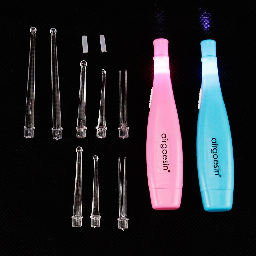 Airgoesin 2 Lighted Tonsil Stone Remove Tool, 8 Tips, Tonsillolith Pick + Case Oral Clean Longer Attachment: Health & Personal Care