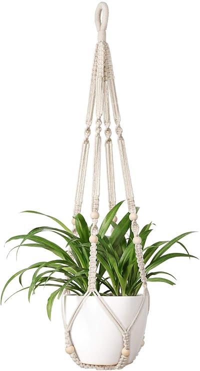 Mkouo Macrame Plant Hanger 89cm Cotton Rope Boho Balcony Decor