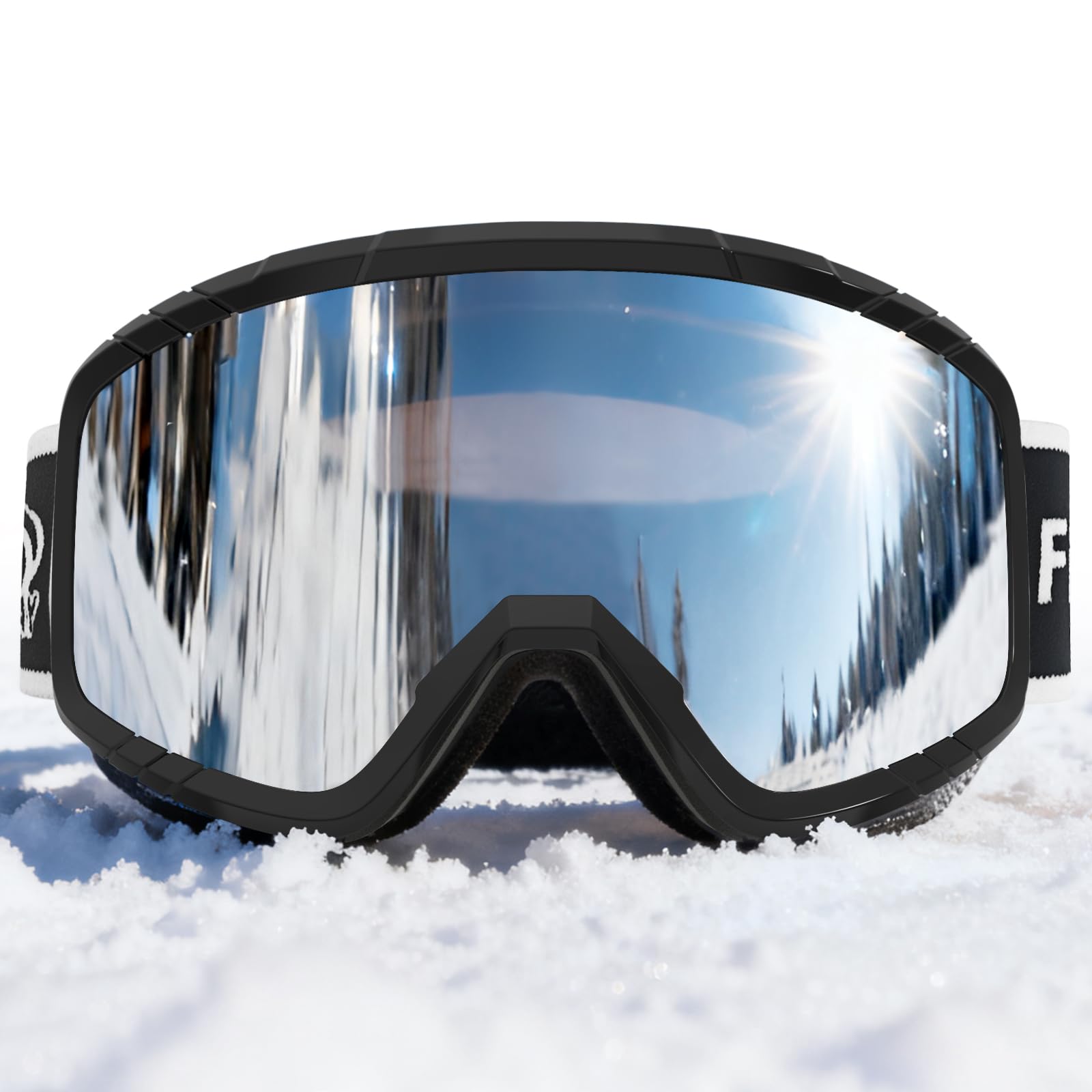 [Findway] スキーゴーグル キッズ スキーゴーグル 大人 スノーゴーグル メンズ スノボ ゴーグル 眼鏡対応 スノーボードゴーグル OTG 広視野 防風/防雪/曇り止め UVカット ヘルメット対応 軽量と耐衝撃 [L] 大人用商品画像