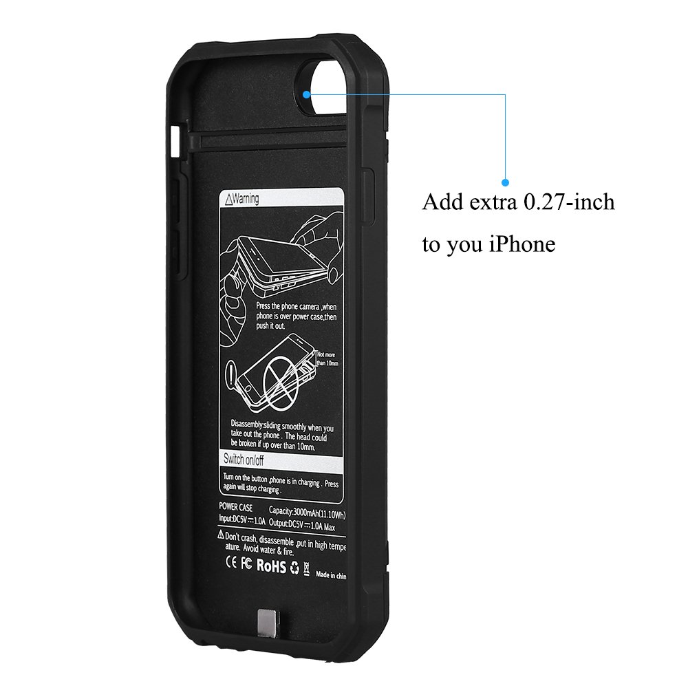 Battery Case for iPhone 7/6S/6 Plus, Mbuynow 4200mAH Portable Charging Case for iPhone 7/6S/6 Plus External Rechargeable Charger Case Protective Power Charger(5.5 inch)