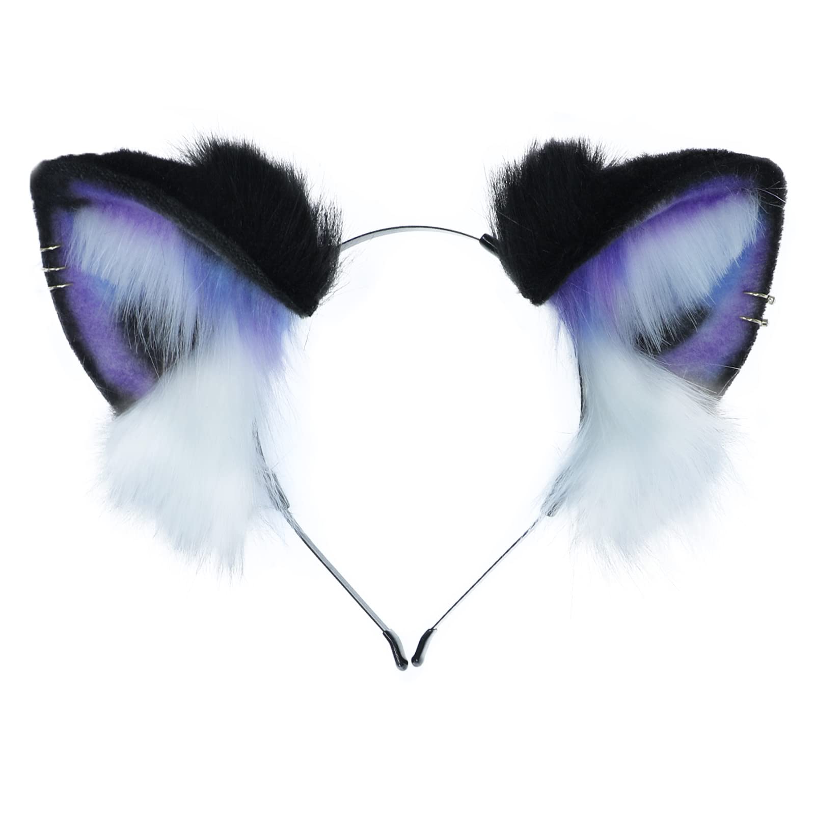 Dodheah Cat Ear Headband Fox Wolf Animal Ear Cosplay Hairband Anime Hair Accessories for Women Daily Decoration Party Black Purple