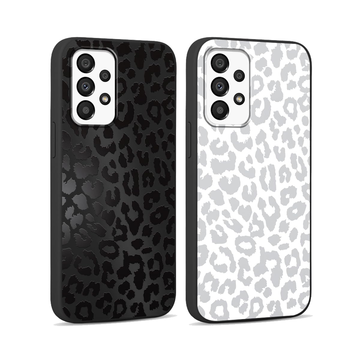 RUMDEY 2 Pack Cute Cheetah Print for Samsung Galaxy A53 5G 6.5" Phone Case,Luxury Leopard Pattern Design Cases Soft Silicone TPU Shockproof Protective Cover for Women Girls-Black & White