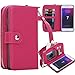 iPhone 8 Plus Case, iPhone 7 Plus Zipper Wallet Case, Pasonomi PU Leather Protective Shell Detachable Folio Flip Holster Carrying Case with Card Holder for Apple iPhone 8 Plus & 7 Plus (Hot Pink)