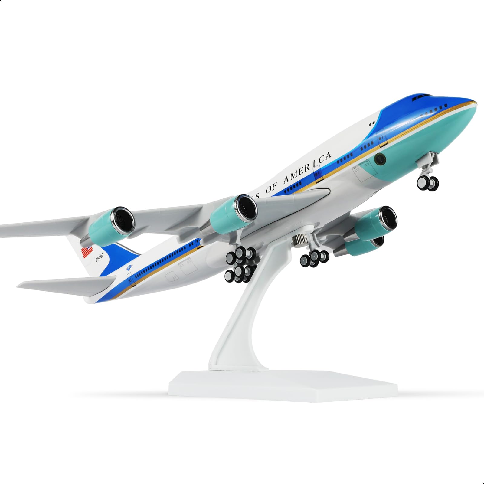 QIYUMOKE 1/240 Air Force One 747 Modellflugzeug für Boeing 747 Modellflugzeug mit Ständer (12 Zoll Länge) Vorgefertigter Modellbausatz für Erwachsene - Kreative Geschenke aus der Luftfah