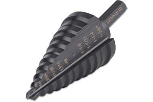 Lichamp Unibit Step Drill Bit for Metal, Genuine M2 Drill Stepper Bit for Hard Metal Heavy Duty, 11 Sizes from 1/4" to 1-3/8", Dual Straight Grooved with Hex Drive, A2BK
