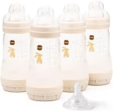 MAM Easy Start Anti-Colic Baby Bottles 4 Pack 260ml 2x2+3 Teats Linen