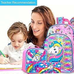 gxtvo 3PCS Unicorn Backpack for Girls, 16" Sequin