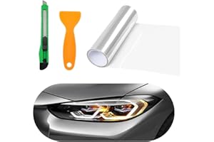 Sylvil Car Headlight Vinyl Film Sticker Sheet Roll, 12"×48" Self-Adhesive Sticker for Tail Lights Fog Lights, Air-Release Wrap Film Roll with Squeegee & Cutter, Car Accessories (Transparent)