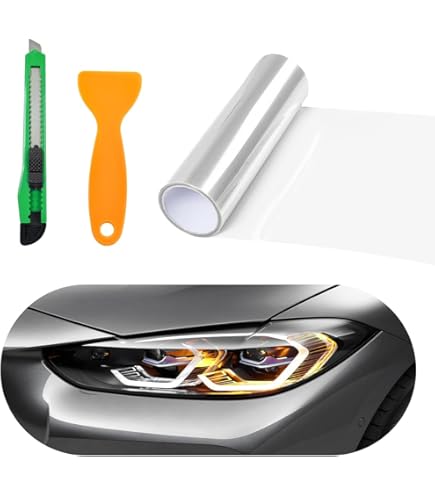 12"x12" Car Headlight Tail Lights Fog Wrap Cover Amber Gloss PVC Film Tint