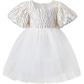 KARETT Summer Toddler Girl Dresses Tutu A Line Puffy Short Sleeve Casual Flower Girl Dress for Birthday Party 1-7Y