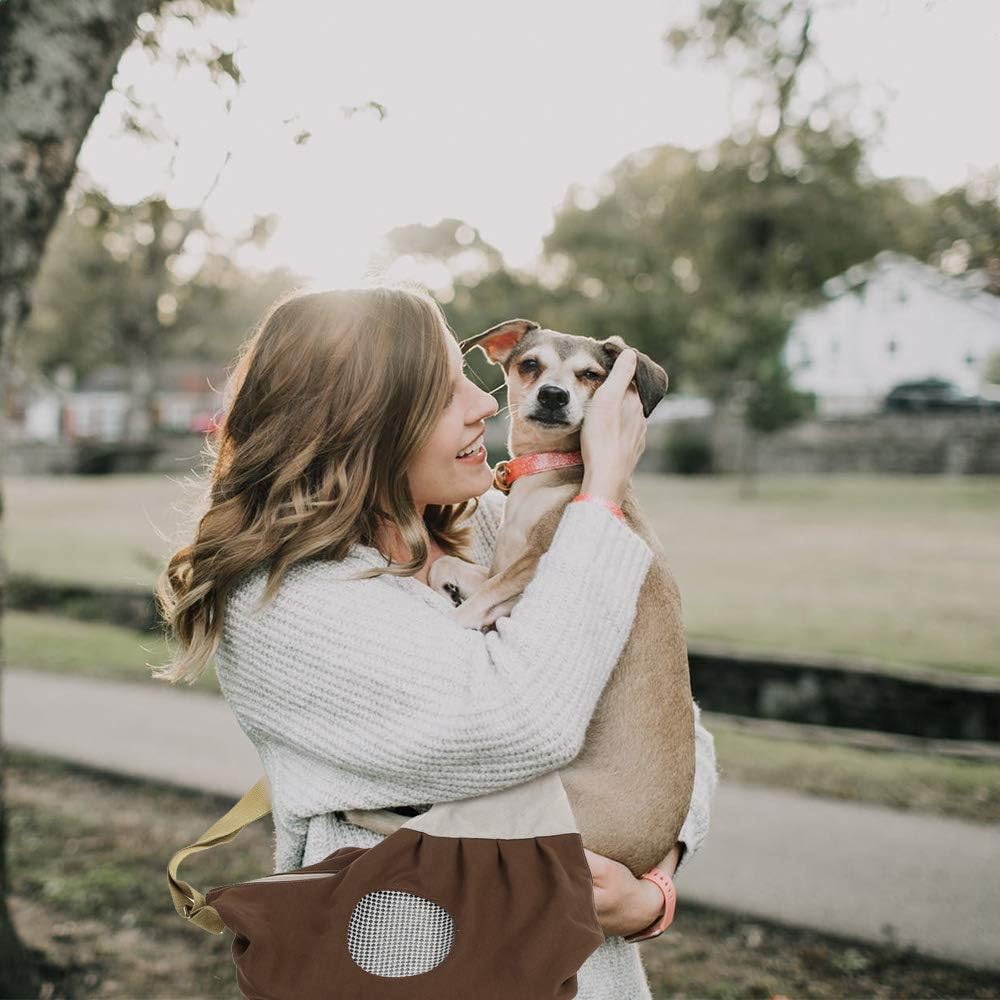 Supet Bolsa de Transporte para Perros Pequeños con Bandolera, Correa Ajustable para el Hombro, Bolsillo con Cremallera, Placa de Soporte y Gancho de ...