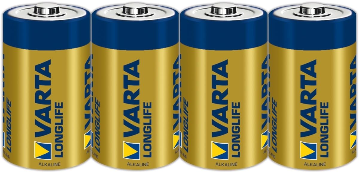 VARTA Longlife D Mono LR20 Alkaline Batteries (4-pack) - Made in Germany - ideal for remote controls, radios, alarm clocks and clocks