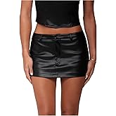 Floerns Women's Y2K PU Leather Low Rise Skirts Music Festival Club Bodycon Mini Skirt