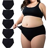 WhilyeePam Women's Cotton Underwear Plus Size XL-5XL High Waisted Full Coverage Ladies Panties 5 Pack Briefs for Women