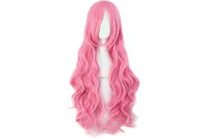 MapofBeauty 32" 80cm Long Hair Spiral Curly Cosplay Costume Wig (Dark Pink)
