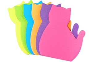 HSYMQ Cute Cat Sticky Notes, 6Pack 6 Bright Color Kawaii Sticky Notes for Cats Lover (6 Colors Shape 1)