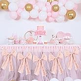 5 Pack Pink Bow Garland Banner for Coquette Birthday,Pink Bow Party Hanging Swirls Decorations for Birthday, Bachelorette Party, Bridal Shower, Wedding, Engagement, Baby Shower