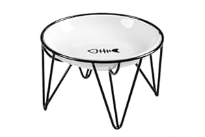 Kitwinney Ceramic Elevated Cat Bowls - Whisker Friendly, Anti-Vomiting Cat Food Plate, Stylish, Safe and Hygienic (Fishboon, 1 Pack)