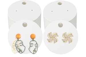 jijAcraft 100Pcs Earring Display Cards, 2" Round Blank Earring Display Holders, White Earring Cards, Ear Studs Jewelry Display Cards for DIY Craft Handmade Earring Stud Retail Selling