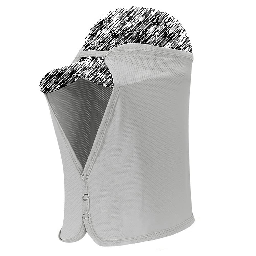 Tangjun Unisex Sun Protection Neck Shade Mesh Cap Drape Elastic Cooling Face Covering, Light Grey, One Size