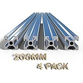 4PCS 7.87inch T Slot 2020 Aluminum Extrusion Profile (200mm), European Standard Aluminum Linear Rail–Easy to Use for 3D Print
