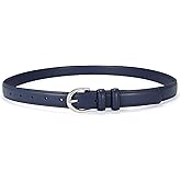 SANSTHS Women Leather Belt for Jeans Pants Fashion Ladies Skinny Belt for Dresses Thin Belt with Single Prong Buckle