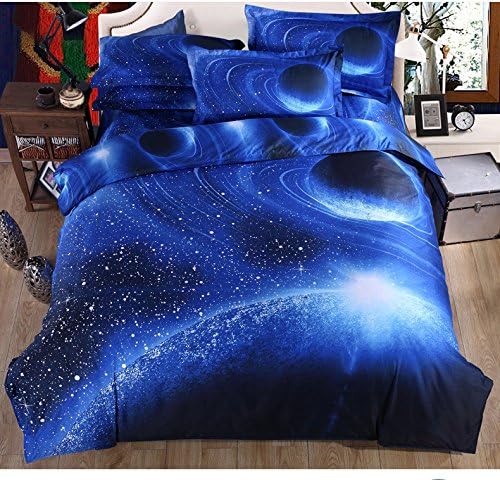 HomeBlove 3d Galaxy Duvet Covers Bedding Sets, Twin/Full Comforter Cover Galaxy Bedding Sets 4 Pieces, 1 Duvet Cover, 1 Flat Sheet, 2 Pillowcases (Full, Galaxy-1)