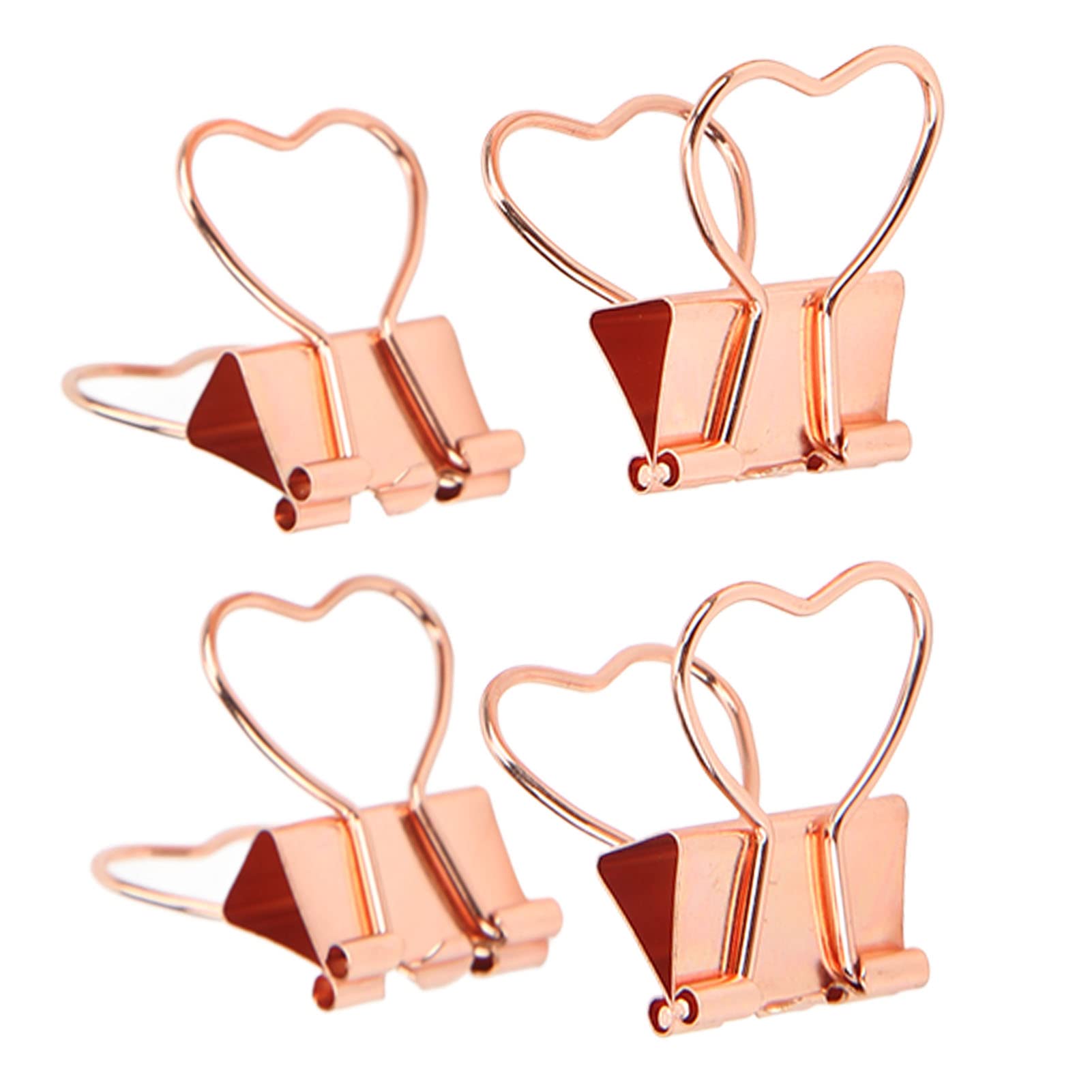 10Pcs Heart Shaped Paper Clips Rose Gold Metal Clips Fold Back Clip Decorative Paper Clip Money Clamps for Home Office School Supplies