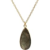Gempires Natural Gemstone Teardrop Pendant Necklace for Women | 14K Gold Plated Chain Jewelry | Handmade Faceted Gemstone Drop Pendant | Hypoallergenic Birthstone Necklace | Dainty Everyday Gift for Her – Amazonite Moonstone Amethyst Labradorite Carnelian and More