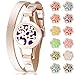 Essential Oil Diffuser Jewelry for Women Aromatherapy Anxiety Bracelet Hypoallergenic 316L Surgical Stainless Steel with Adjustable Genuine Leather 12 Pad Birthday Gift Set (Rose Gold)