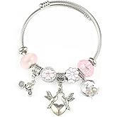 Weebee Charm Bracelet, Adjustable Stainless Steel Bracelet, Fashion Anime Cartoon Accessories for Ladies Women Girls Friendship Wife Birthday Gift