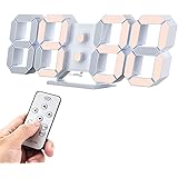 3D Led Clock Alarm Clock Desk Wall Clock 9.7 Inch 12/24 Hr Silent with Remote Control 30,000Hrs Led Life Temperature Nightlig