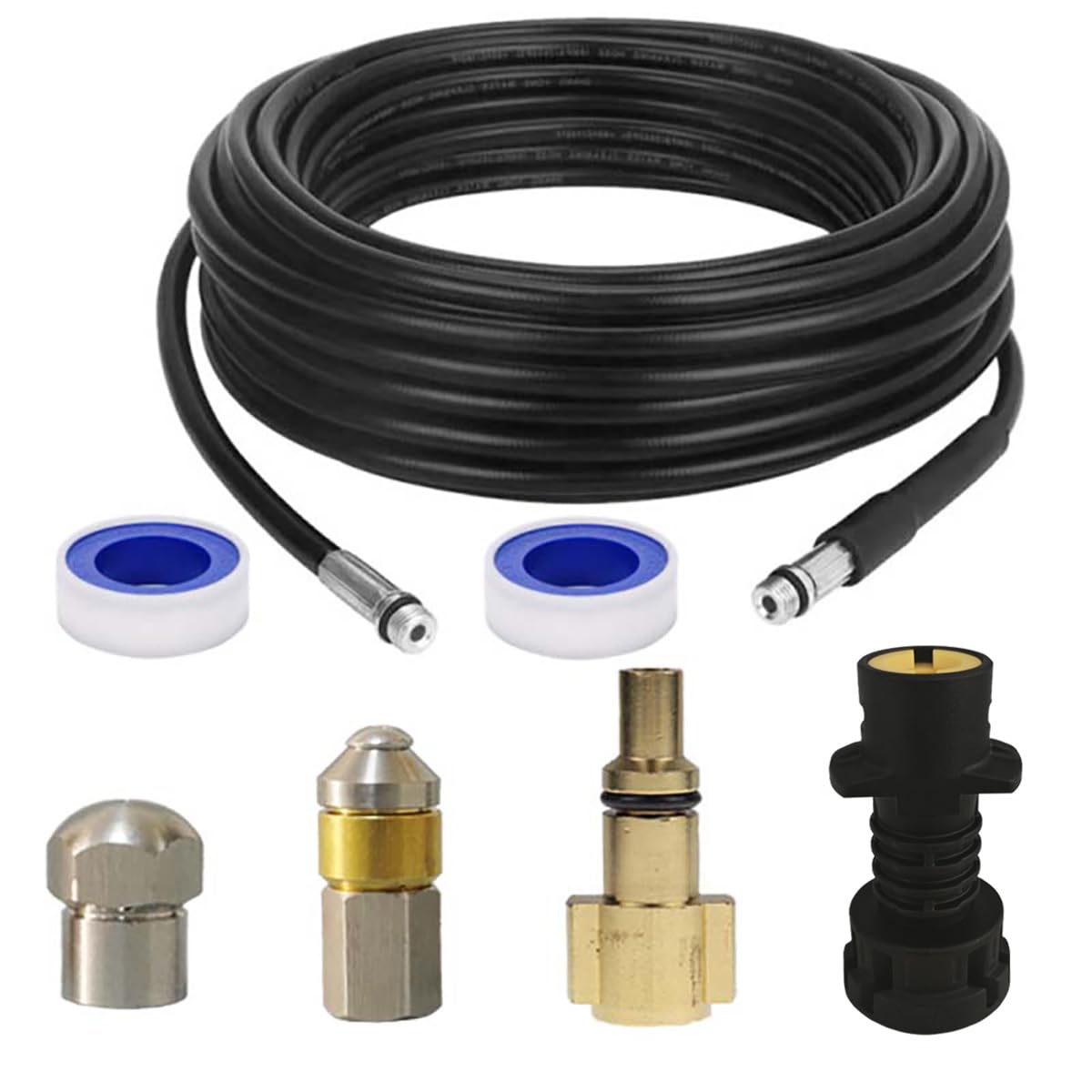 Aim Tools High Pressure Washer Drain Pipe Hose Cleaning Kit 15M 50FT with Jet Nozzle and Rotating Jet Nozzle Compatible with Karcher K2 K3 K4 K5 K6 K7 Series and LAVOR Household Pressure Washer