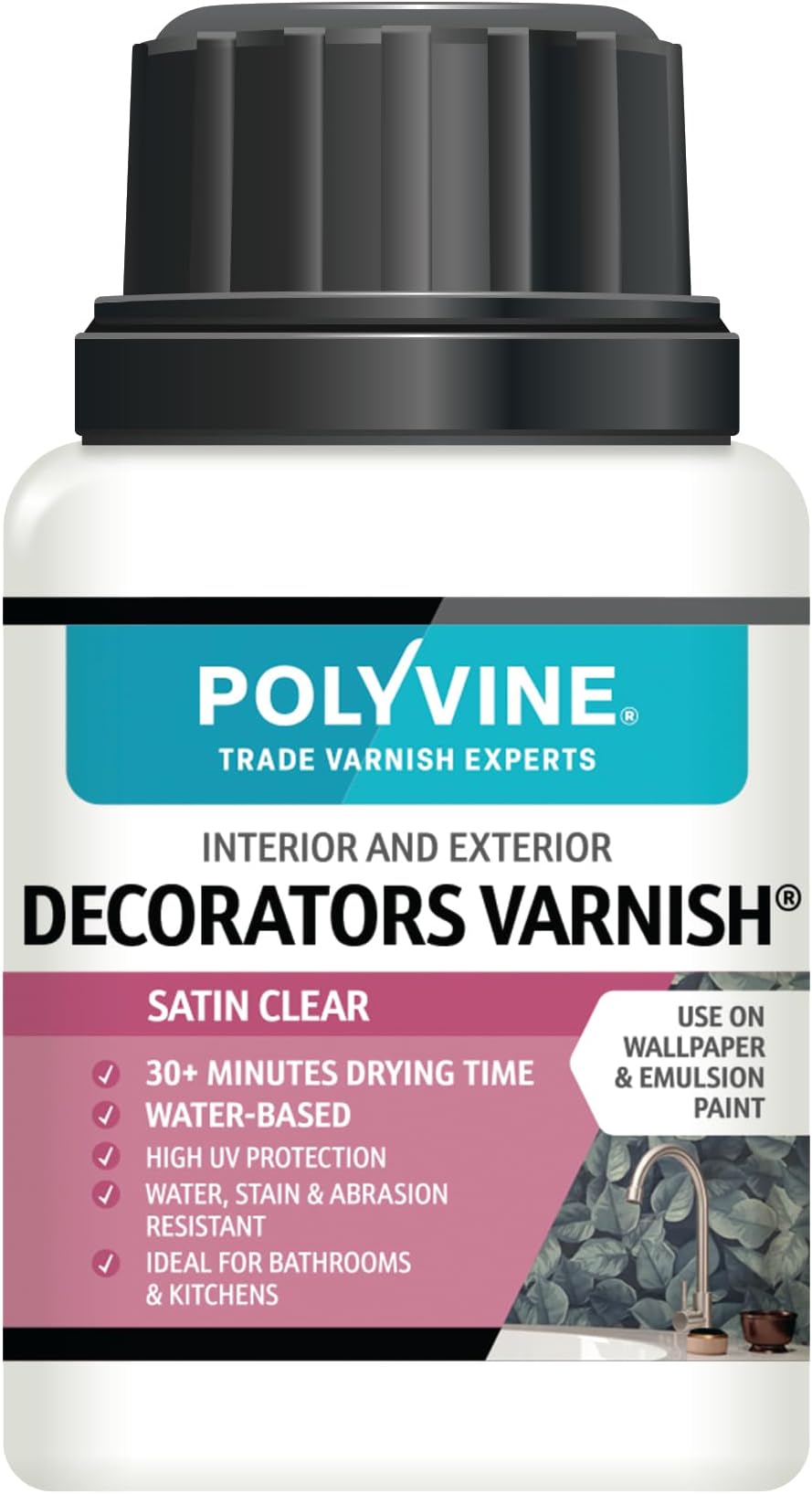 Polyvine Decorators Varnish Satin Water Resistant UV Clear 100ml