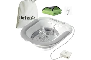 DETSUK Foldable Electric Sitz Bath Kit with Automatic Flushing for Hemorrhoid Relief and Postpartum Care | Portable Hip Bath Basin for Perineal Soaking, Pain Relief, and Bidet Functionality, Easy to Use