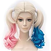 FANNICA Multi-color Long Curly Ponytail Hair Heat Resistant Wig for Women Halloween Costume Cosplay