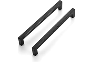 Ravinte 5 Pack 7-1/2 Inch Kitchen Square Cabinet Handles Matte Black Cabinet Pulls Black Drawer Pulls Kitchen Cabinet Hardwar