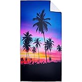 XSMEI Sunset Coconut Trees Beach Towel Oversized 36" x 72", Thin Lightweight Sand Free Quick Dry Microfiber Towel for Swimming Pool Cruise Camping Travel