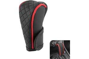 Zikefest Car Gear Shift Cover, Leather Shifter Cover, Gear Shift Knob Cover for Shift Lever Protection, Universal Car Gear Shift Cover, Car Decoration Accessories (Black-Red)
