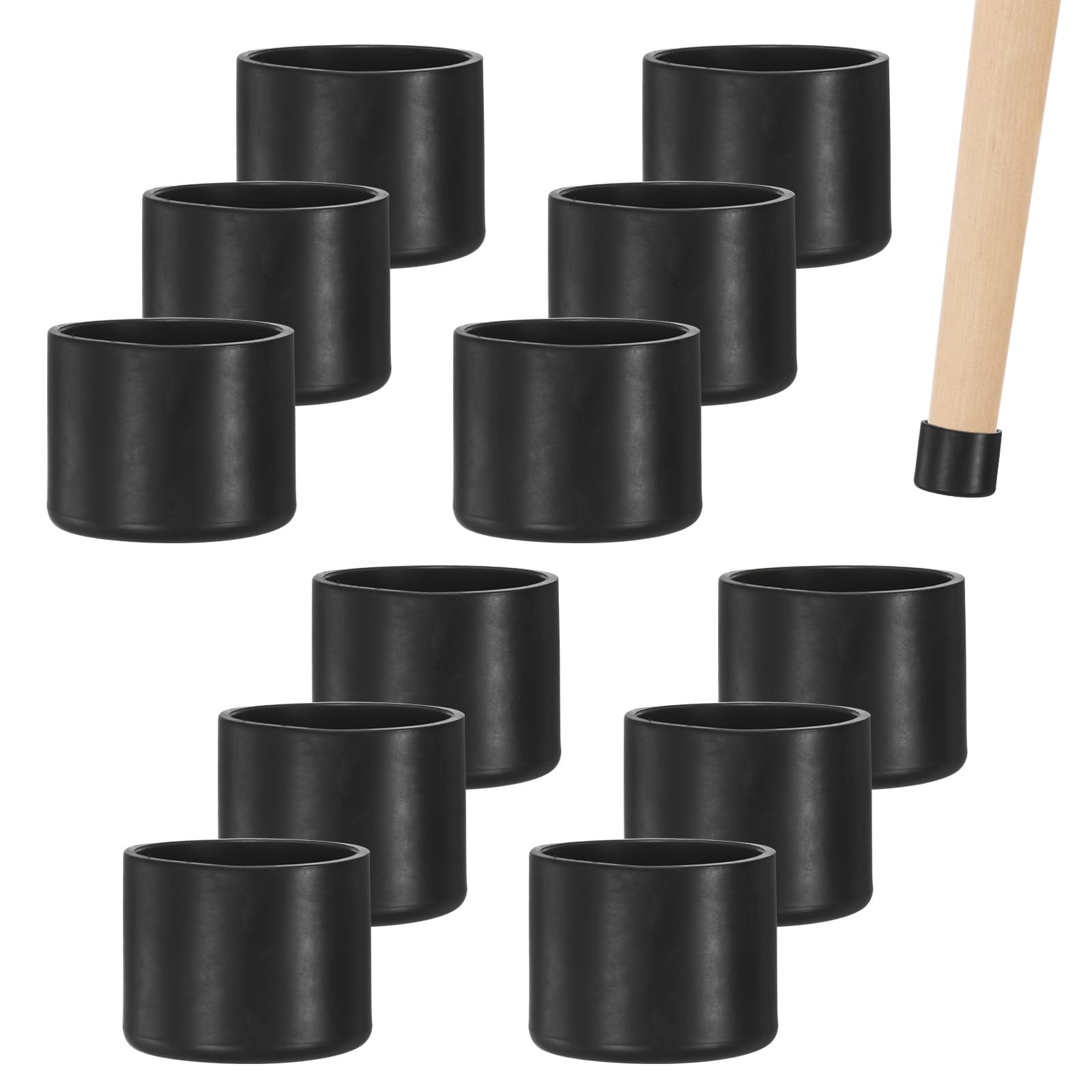 M METERXITY 12-Pack Chair Leg Caps, 1-3/8 Inch(35mm) PVC Chair Leg Floor Protectors for Folding Chairs/Metal Chairs/Furniture Table/Hardwood Floors, Round Non-Slip Cover End Tips [Black]